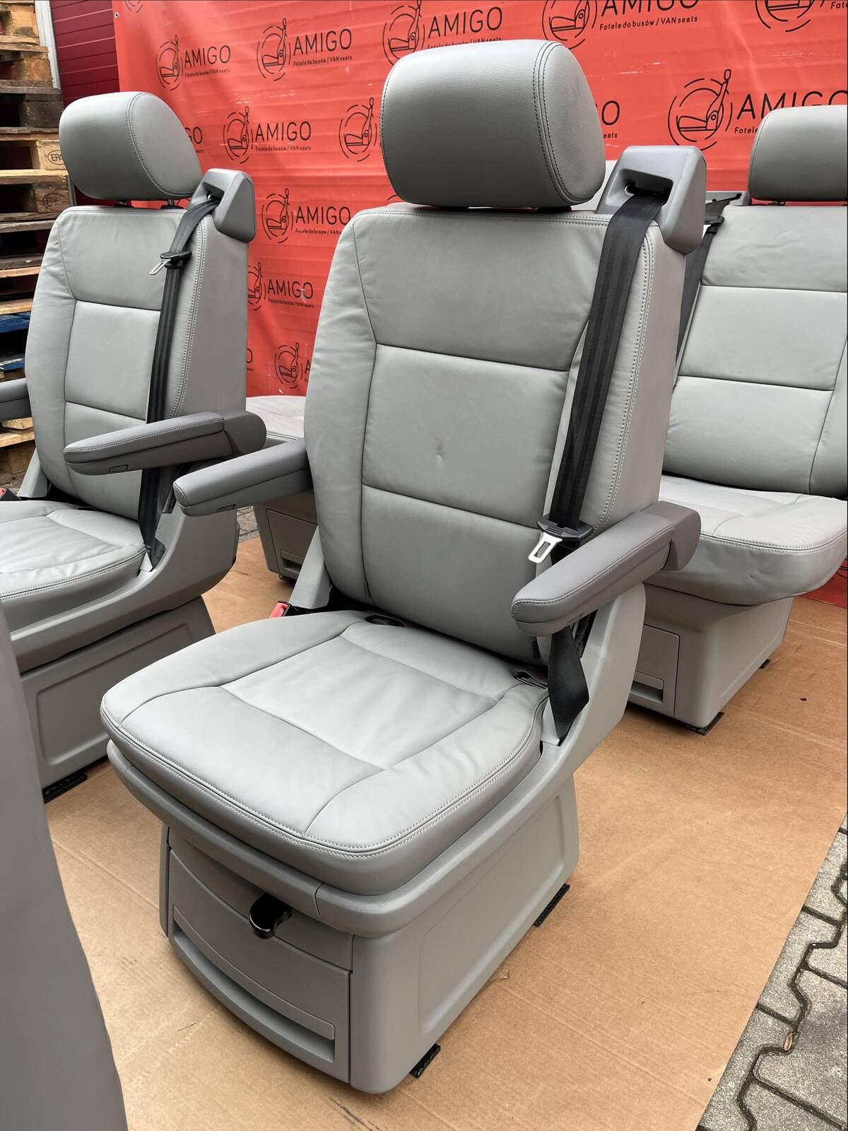 SET Driver passenger swivel Bench rear triple seat leather grey VW T5.1 T5 Multivan Caravelle