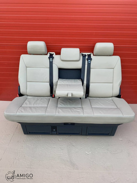 Bench rear triple seat VW T5 beige leather Multivan Caravelle t6