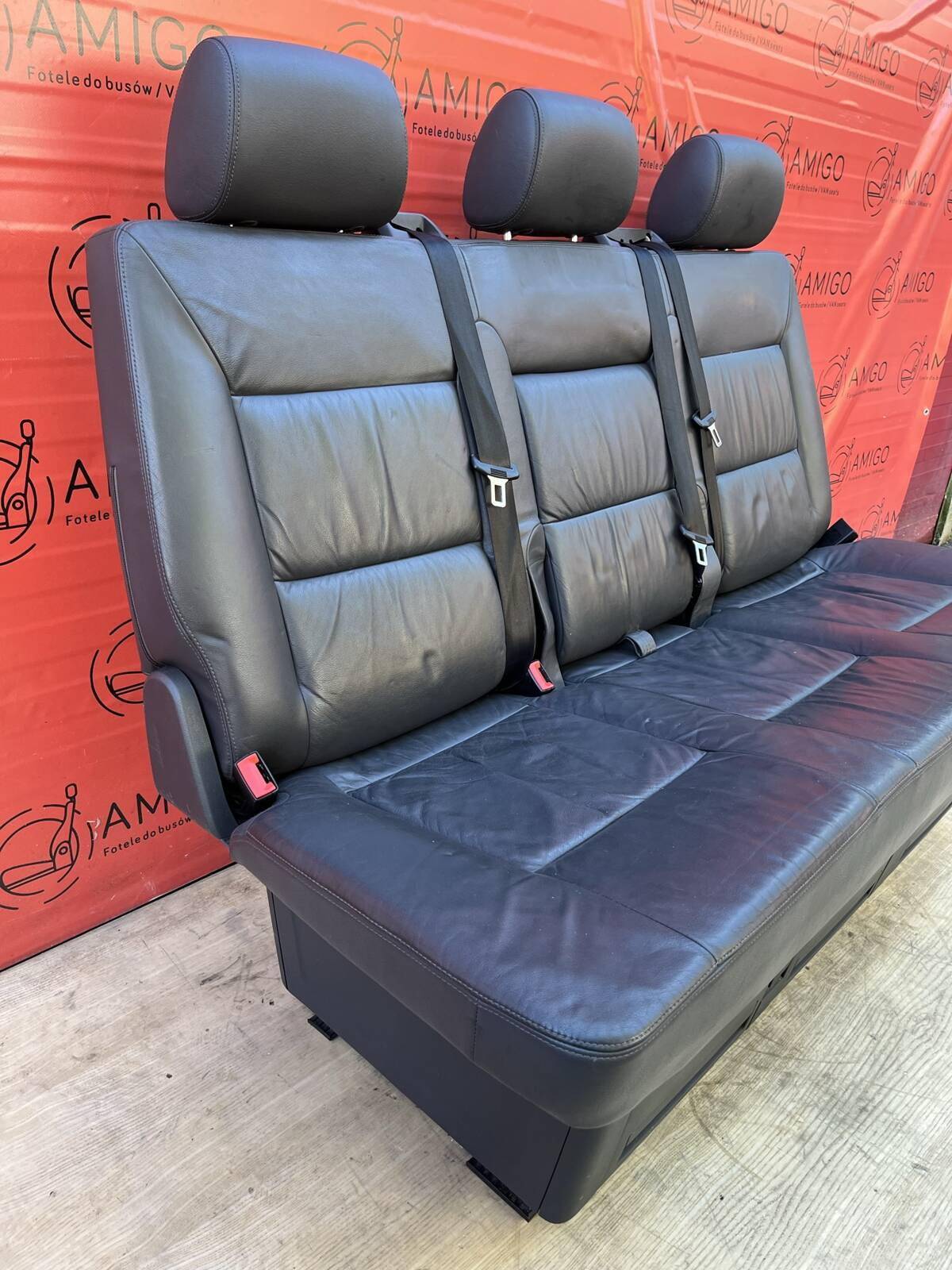 Bench rear triple seat VW T5 anthracite leather Multivan Caravelle
