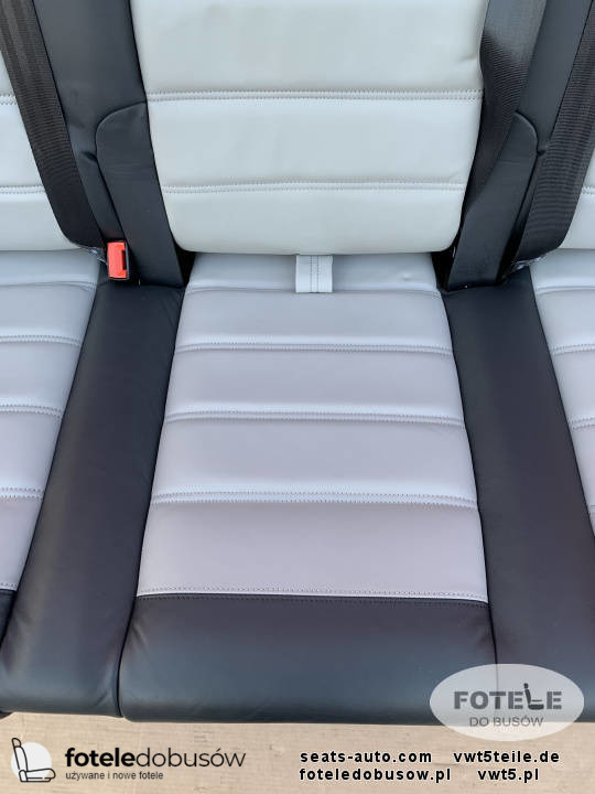 Bench rear triple seat VW T6 black leather SAVONA moonrock grey Multivan Caravelle t5